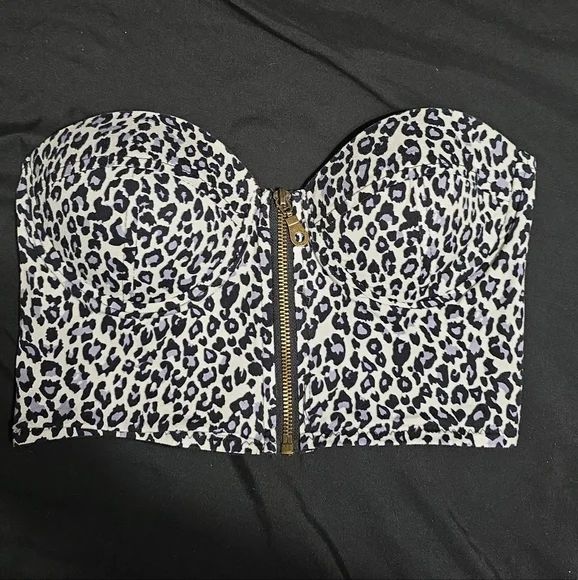 Say What? Leopard Print Bustier Top - Black and White - Picture 1 of 2